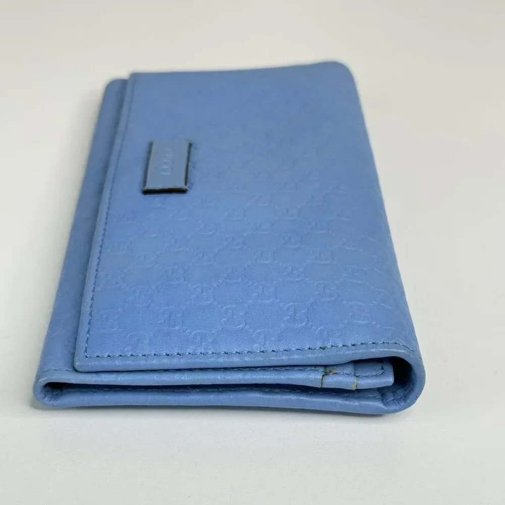 Gucci GG Logo Printed Blue Leather Wallet - Elegant & Versatile Small Leather Go